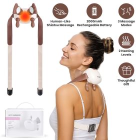 Human-Like Neck Massager With Heat Cordless Neck Massager for Pain Relief Deep Tissue Shiatsu Massager for for Neck Shoulders Back Legs