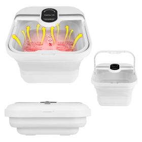 Collapsible Foot Spa Massager Electric Foot Soaker Tub Foldable Foot Spa Tub with Heating Function Handle 8Pcs Massage Rollers 44Pcs Simulated Pe