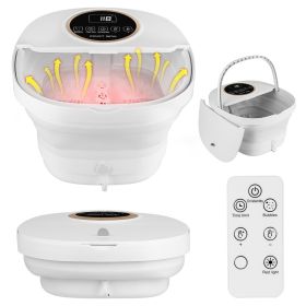 Collapsible Foot Spa Massager Electric Foldable Foot Soaker Tub with Remote Control Handle Surfing Bubbles 24 Heating Levels 6 Timer 6 Massage Ro