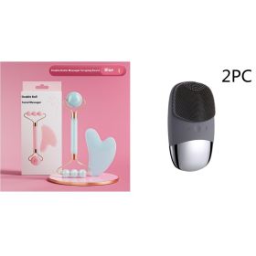 Mini Silicone Electric Face Cleansing Brush Electric Facial Cleanser Facial Cleansing Brush Skin Massager Skin Care Tools (Option: Black Set1-Electric-DC)